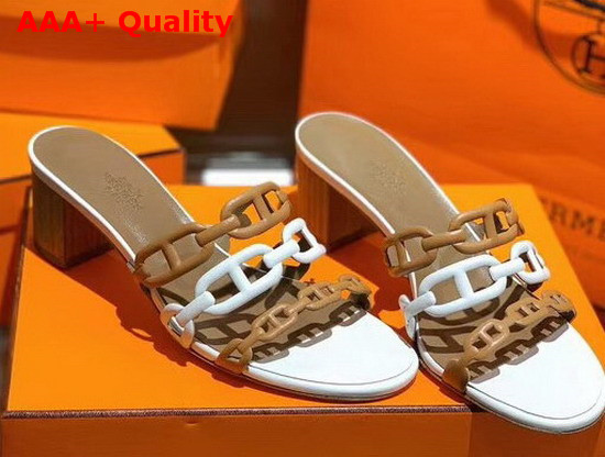 Hermes Tanden Sandal in White Nappa Leather Replica