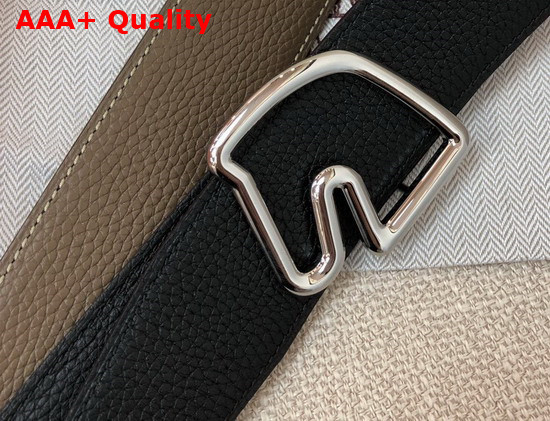 Hermes Tete De Cheval Belt Buckle and Reversible Leather Strap 38 mm Noir Etain Togo Calfskin Replica