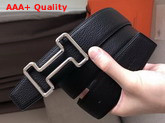 Hermes Tonight Belt Buckle Reversible Leather Strap 38mm in Togo Calfskin Black Replica