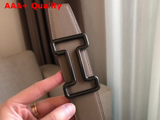 Hermes Tonight Belt Buckle and Reversible Leather Strap 38mm Noir Etain Swift Calfskin Replica