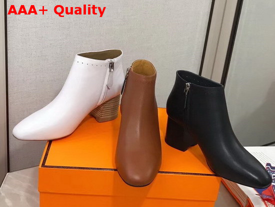 Hermes Tornade Ankle Boot in Brun Palissandre Calfskin with Horseshoe Shaped Heel Replica