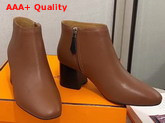 Hermes Tornade Ankle Boot in Brun Palissandre Calfskin with Horseshoe Shaped Heel Replica