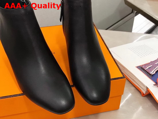 Hermes Tornade Ankle Boot in Noir Calfskin with Horseshoe Shaped Heel Replica