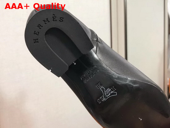 Hermes Tornade Ankle Boot in Noir Calfskin with Horseshoe Shaped Heel Replica