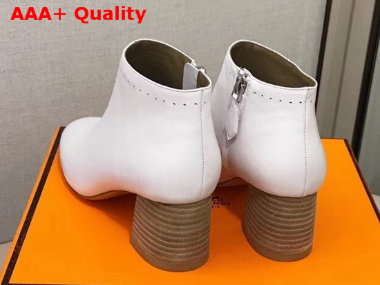Hermes Tornade Ankle Boot in White Calfskin with Horseshoe Shaped Heel Replica