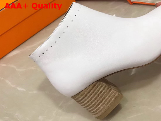 Hermes Tornade Ankle Boot in White Calfskin with Horseshoe Shaped Heel Replica