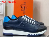 Hermes Trail Sneaker in Dark Blue Calfskin Replica