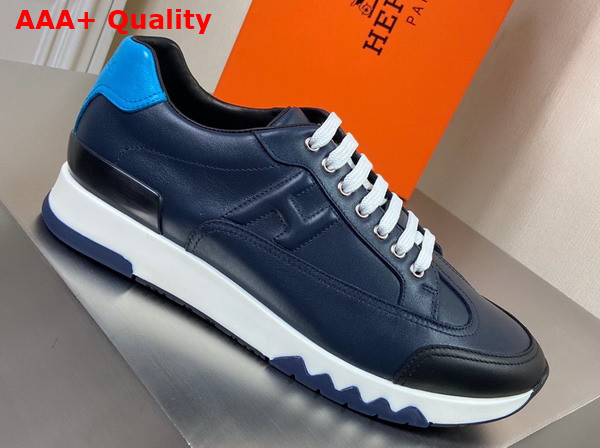 Hermes Trail Sneaker in Dark Blue Calfskin Replica