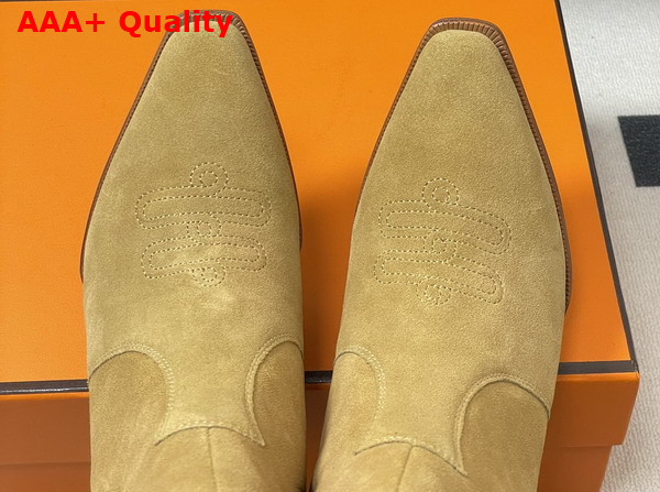 Hermes Vegas Ankle Boot in Beige Suede Goatskin Replica
