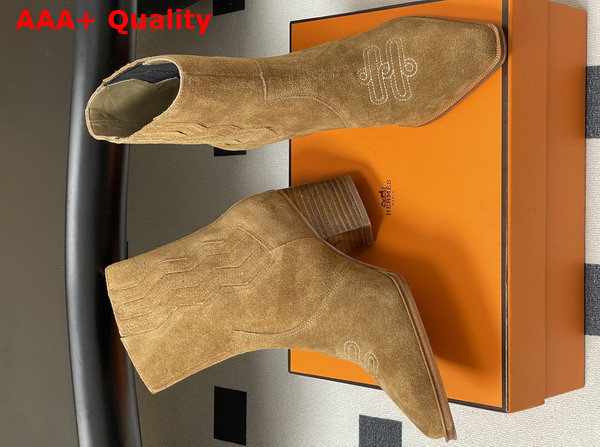 Hermes Vegas Ankle Boot in Brown Suede Goatskin Replica