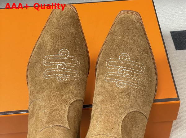 Hermes Vegas Ankle Boot in Brown Suede Goatskin Replica