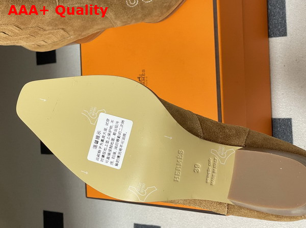 Hermes Vegas Ankle Boot in Brown Suede Goatskin Replica