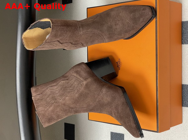 Hermes Vegas Ankle Boot in Marron Ebene Suede Goatskin Replica