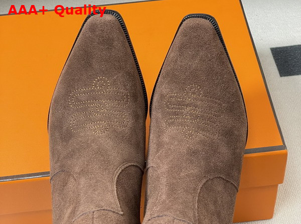 Hermes Vegas Ankle Boot in Marron Ebene Suede Goatskin Replica