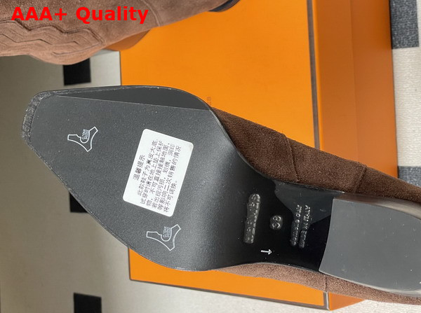 Hermes Vegas Ankle Boot in Marron Ebene Suede Goatskin Replica