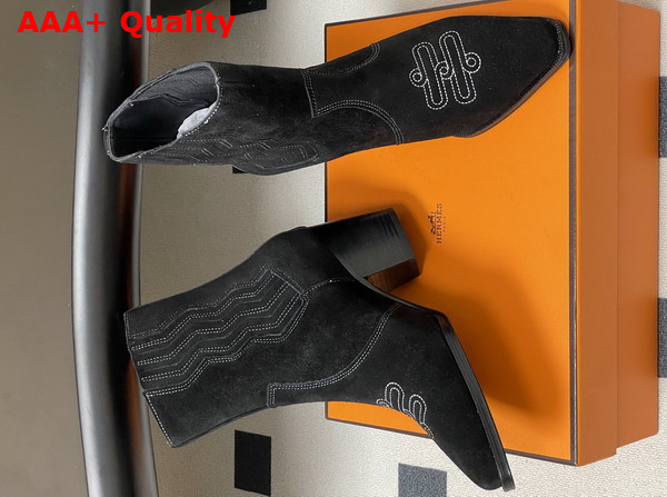 Hermes Vegas Ankle Boot in Noir Suede Goatskin Replica