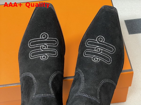 Hermes Vegas Ankle Boot in Noir Suede Goatskin Replica