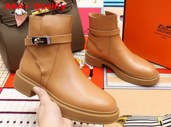 Hermes Veo Ankle Boot Light Brown Calfskin Replica