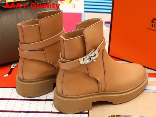 Hermes Veo Ankle Boot Light Brown Calfskin Replica