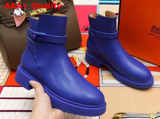 Hermes Veo Ankle Boot in Metallic Blue Calfskin Replica