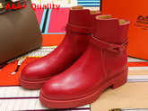 Hermes Veo Ankle Boot in Red Calfskin Replica