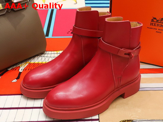 Hermes Veo Ankle Boot in Red Calfskin Replica