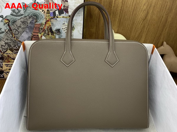 Hermes Victoria Light Briefcase in Elephant Gray Evercolor Calfskin Replica
