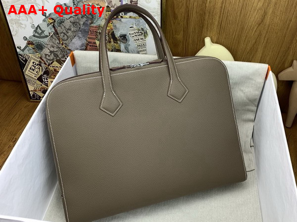 Hermes Victoria Light Briefcase in Elephant Gray Evercolor Calfskin Replica