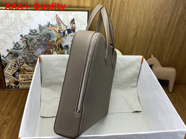 Hermes Victoria Light Briefcase in Elephant Gray Evercolor Calfskin Replica