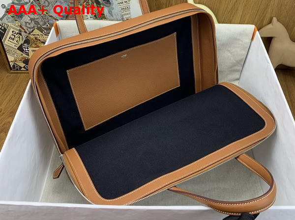 Hermes Victoria Light Briefcase in Gold Evercolor Calfskin Replica