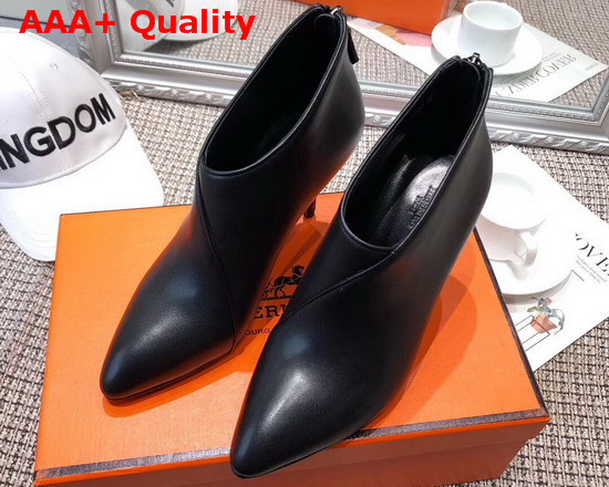 Hermes Virginia Ankle Boot in Black Calfskin with Slender Heel Replica