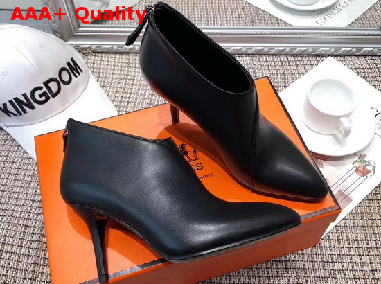 Hermes Virginia Ankle Boot in Black Calfskin with Slender Heel Replica