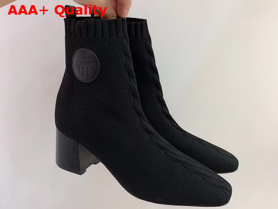 Hermes Volver 60 Ankle Boot Noir Knit with Clic Cest Noue Motif Replica