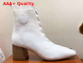 Hermes Volver 60 Ankle Boot in White Knit with Clic Cest Noue Motif Replica