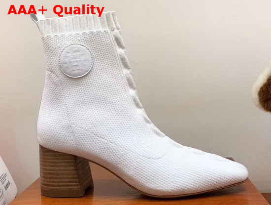 Hermes Volver 60 Ankle Boot in White Knit with Clic Cest Noue Motif Replica