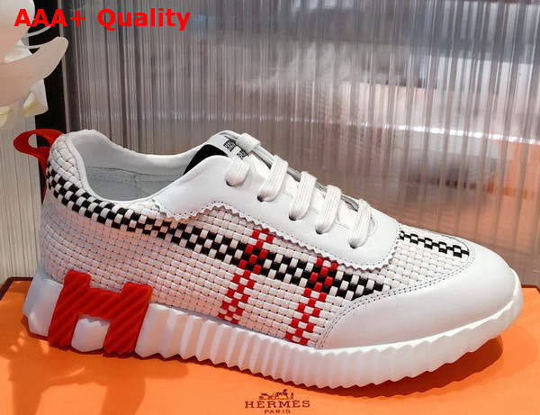 Hermes Woven Leather Sneaker in White for Women Replica