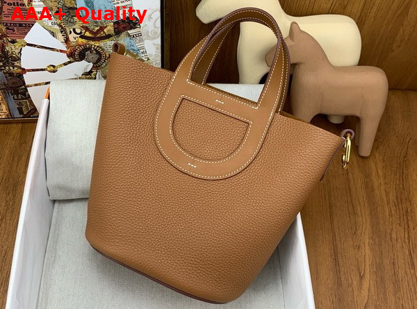 Hermes in The Loop Bag in Gold Brown Togo Leather Replica
