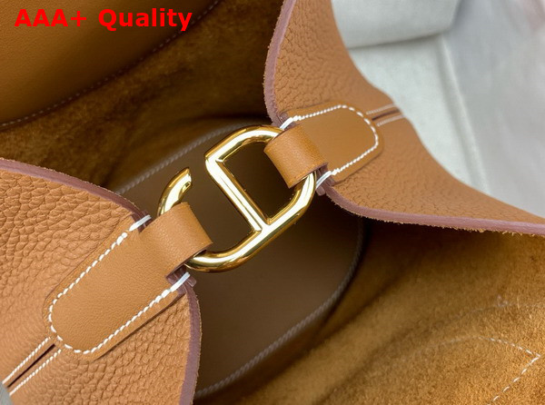Hermes in The Loop Bag in Gold Brown Togo Leather Replica