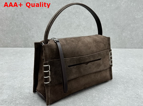 JW Anderson Loafer Bag in Brown Suede Leather Replica