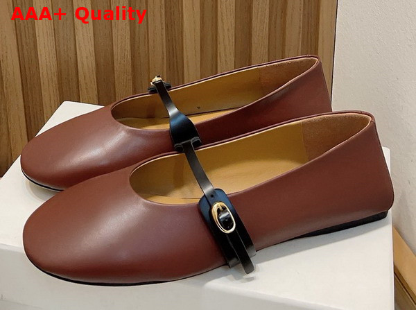 Jacquemus Ballerina Shoes in Dark Brown Lamb Leather Replica