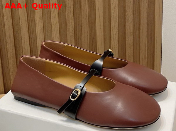 Jacquemus Ballerina Shoes in Dark Brown Lamb Leather Replica