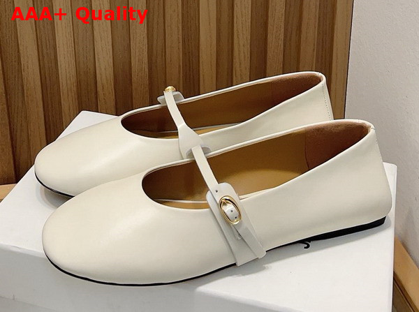 Jacquemus Ballerina Shoes in Off White Lamb Leather Replica