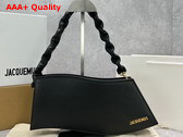 Jacquemus La Vague Ocean Curve Shoulder Bag in Black Leather Replica
