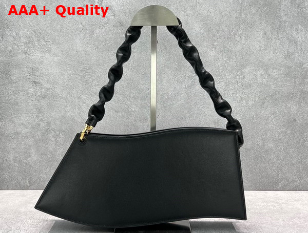 Jacquemus La Vague Ocean Curve Shoulder Bag in Black Leather Replica