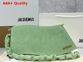 Jacquemus La Vague Ocean Curve Shoulder Bag in Light Green Suede Leather Replica