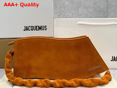 Jacquemus La Vague Ocean Curve Shoulder Bag in Orange Suede Leather Replica