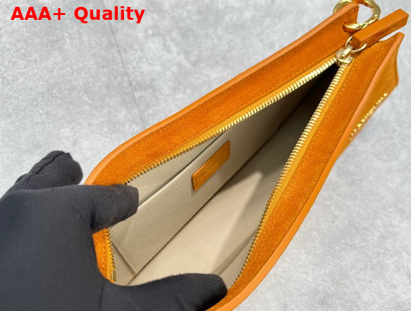 Jacquemus La Vague Ocean Curve Shoulder Bag in Orange Suede Leather Replica