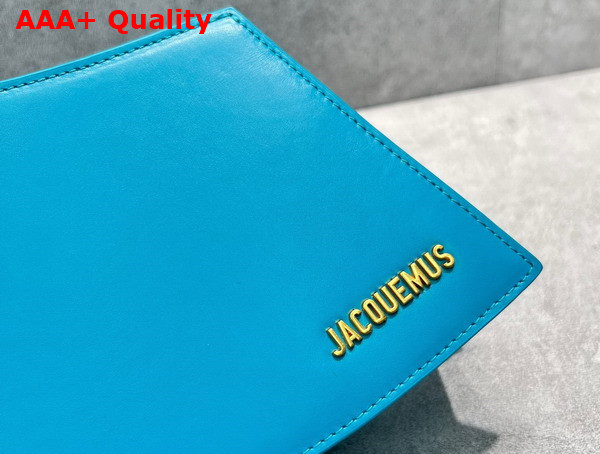 Jacquemus La Vague Ocean Curve Shoulder Bag in Turquoise Leather Replica