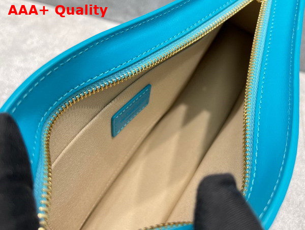 Jacquemus La Vague Ocean Curve Shoulder Bag in Turquoise Leather Replica