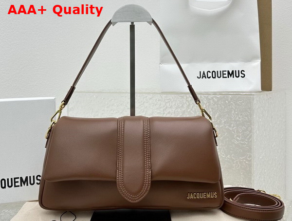 Jacquemus Le Bambimou Puffed Flap Bag in Medium Brown Soft Padded Leather Replica